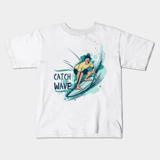Catch The Wave surfing and summer collection Kids T-Shirt